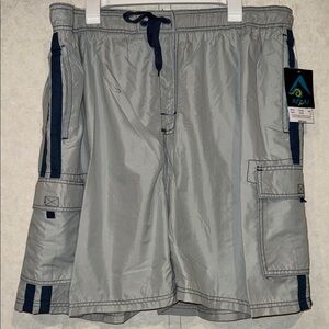 Kanu Surf Light Gray Cargo Shorts with Navy Details